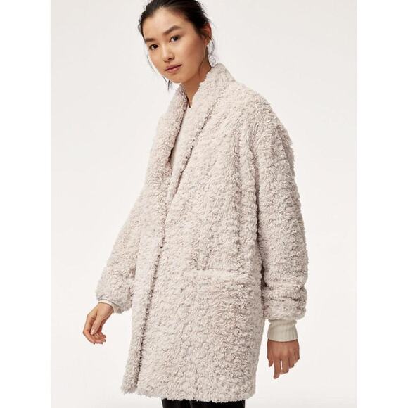 Aritzia Wilfred White Cream One Button Pockets Plush Jacket Teddy Coat Size S - Picture 1 of 10